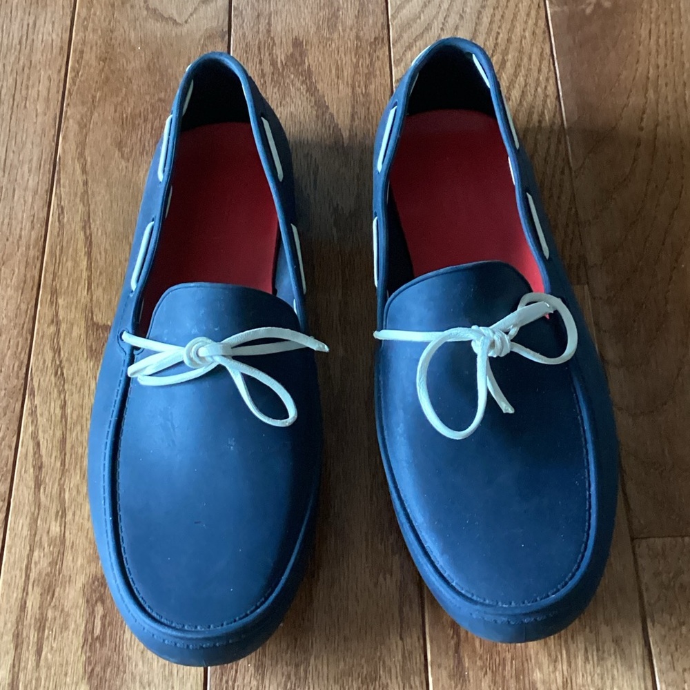Hunter Women's Navy Loafers with White Laces